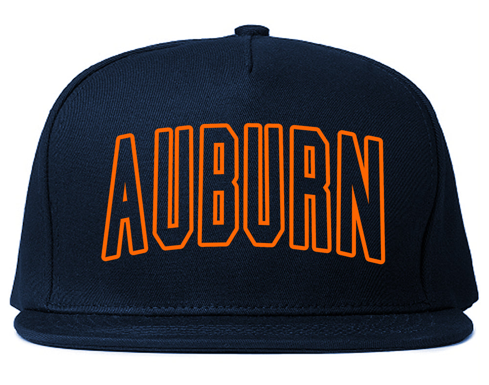 ORANGE Auburn Alabama Outline Mens Snapback Hat Navy Blue