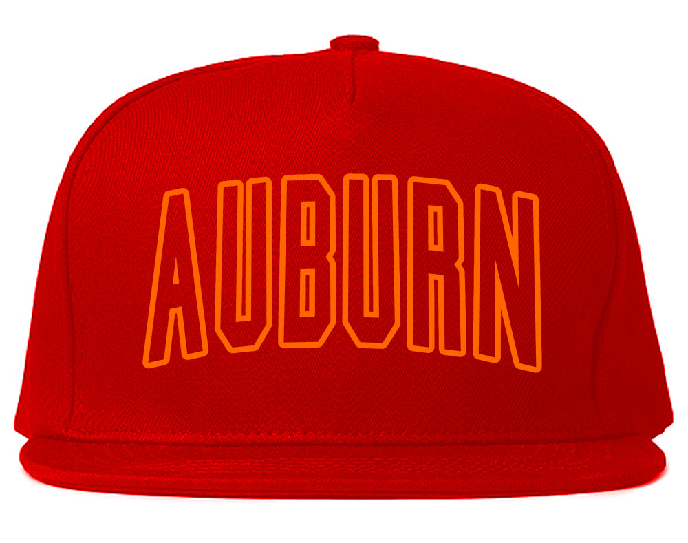 ORANGE Auburn Alabama Outline Mens Snapback Hat Red