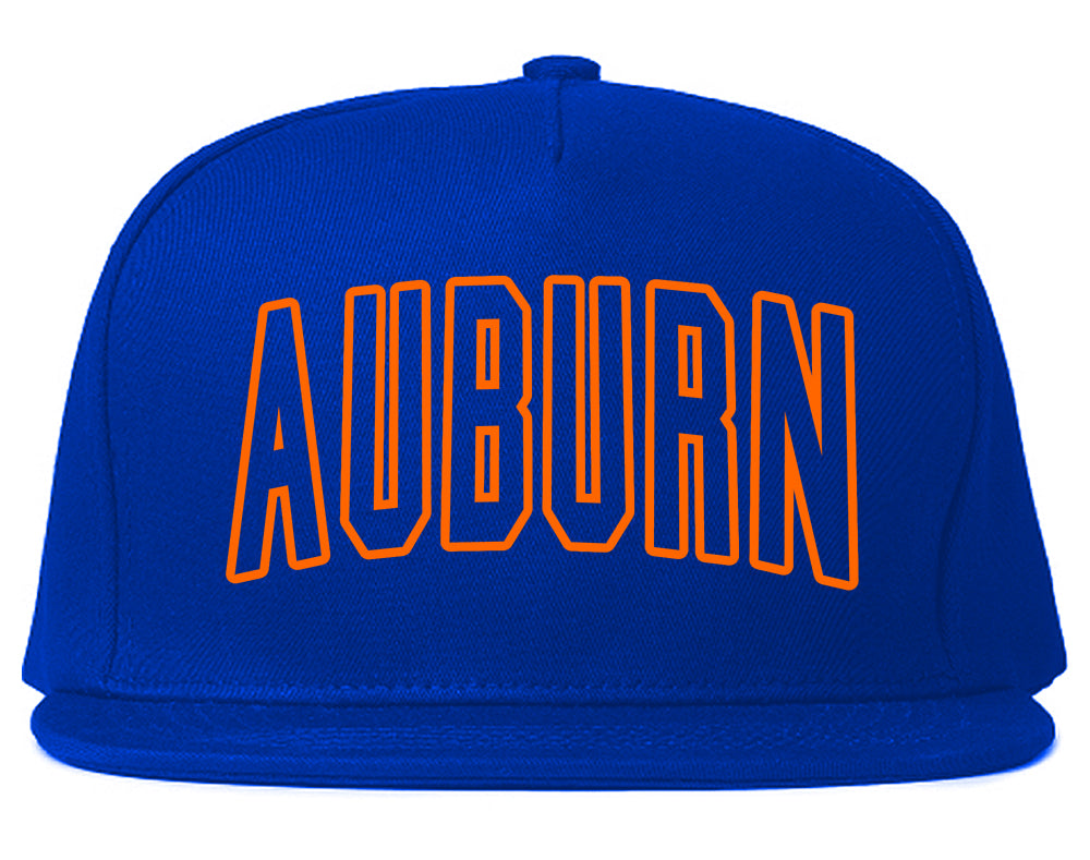 ORANGE Auburn Alabama Outline Mens Snapback Hat Royal Blue
