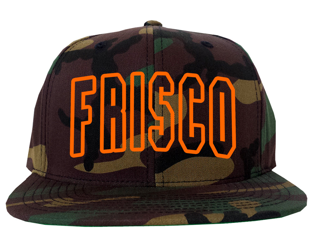ORANGE Frisco San Francisco California Outline Mens Snapback Hat Camo
