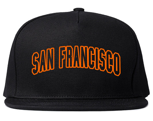 ORANGE San Francisco California Outline Mens Snapback Hat Black