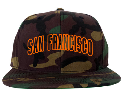 ORANGE San Francisco California Outline Mens Snapback Hat Camo