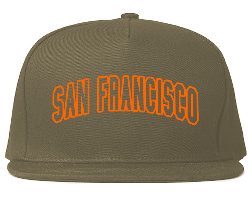 ORANGE San Francisco California Outline Mens Snapback Hat Grey