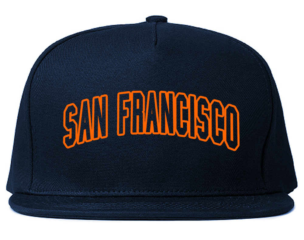 ORANGE San Francisco California Outline Mens Snapback Hat Navy Blue