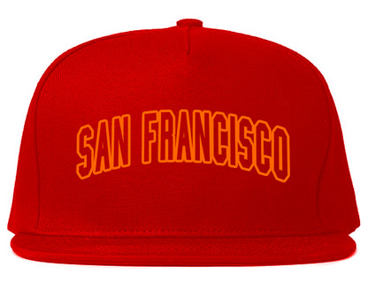 ORANGE San Francisco California Outline Mens Snapback Hat Red
