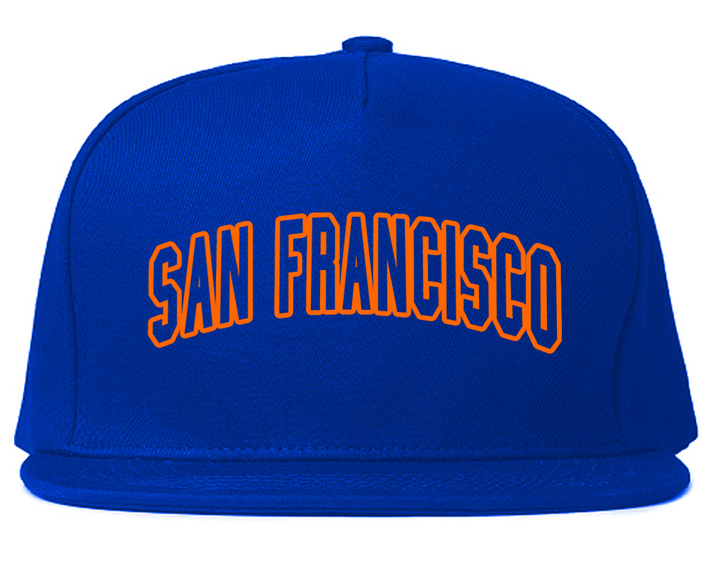 ORANGE San Francisco California Outline Mens Snapback Hat Royal Blue
