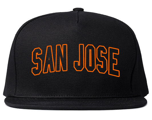 ORANGE San Jose California Outline Mens Snapback Hat Black