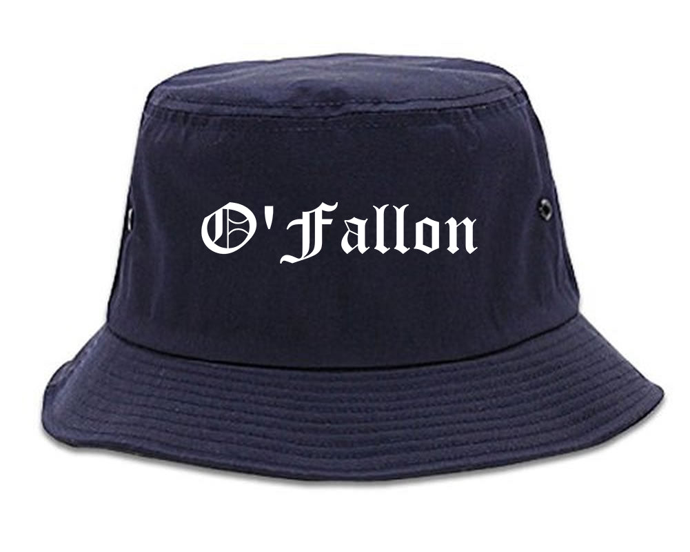 O'Fallon Illinois IL Old English Mens Bucket Hat Navy Blue