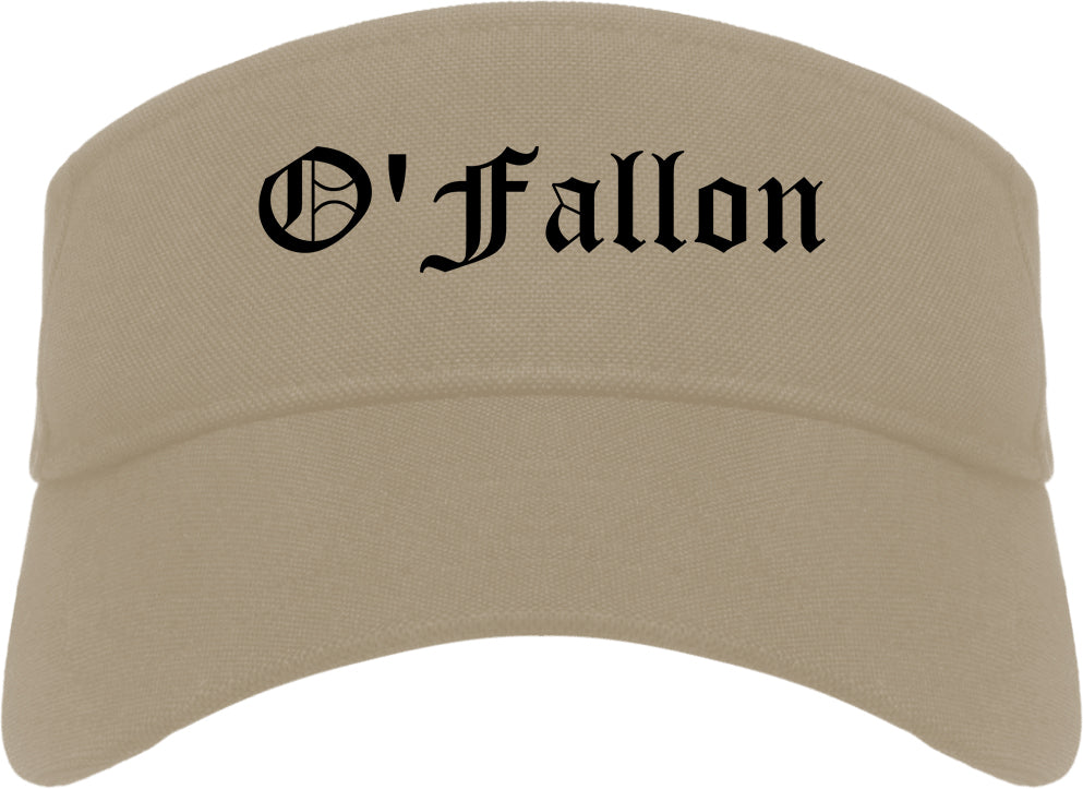 O'Fallon Illinois IL Old English Mens Visor Cap Hat Khaki