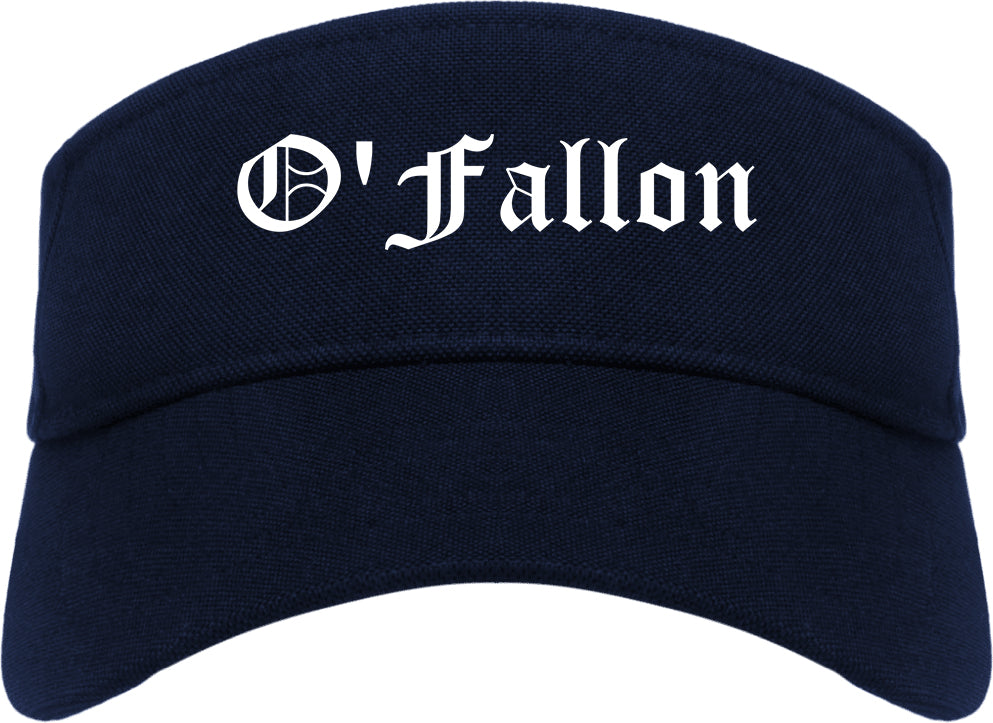 O'Fallon Illinois IL Old English Mens Visor Cap Hat Navy Blue