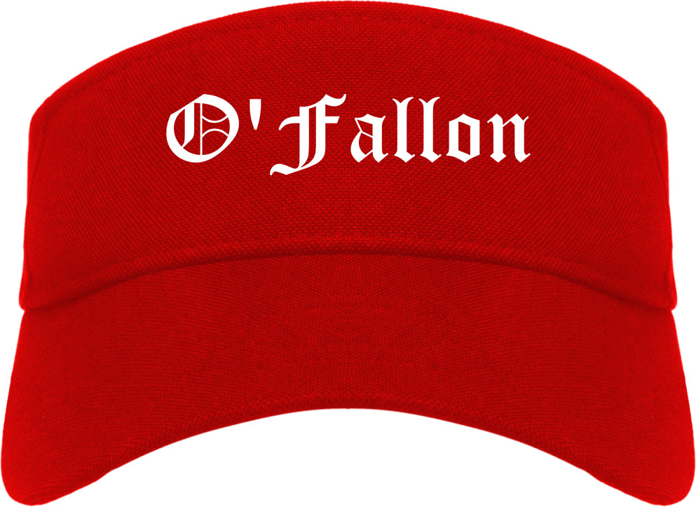 O'Fallon Illinois IL Old English Mens Visor Cap Hat Red