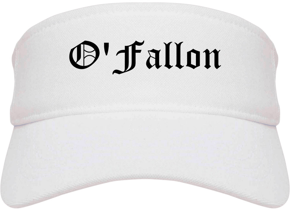 O'Fallon Illinois IL Old English Mens Visor Cap Hat White