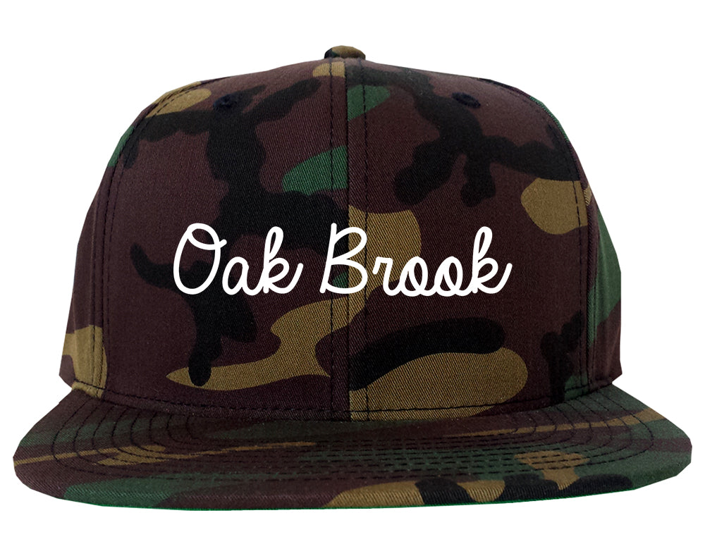 Oak Brook Illinois IL Script Mens Snapback Hat Army Camo