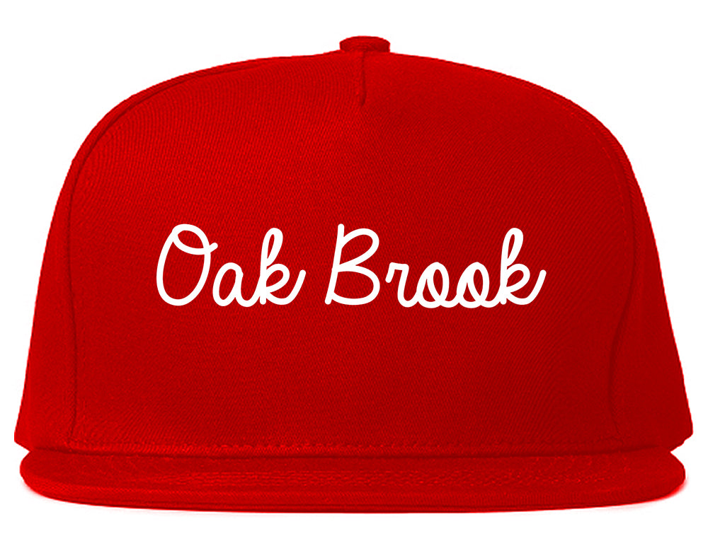 Oak Brook Illinois IL Script Mens Snapback Hat Red