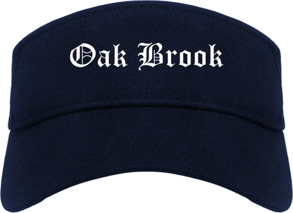 Oak Brook Illinois IL Old English Mens Visor Cap Hat Navy Blue