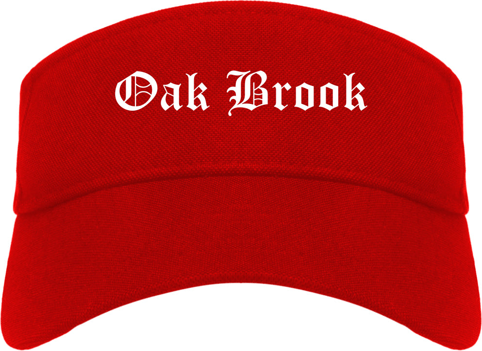 Oak Brook Illinois IL Old English Mens Visor Cap Hat Red