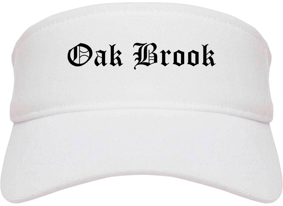 Oak Brook Illinois IL Old English Mens Visor Cap Hat White