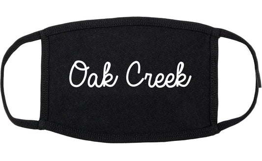 Oak Creek Wisconsin WI Script Cotton Face Mask Black