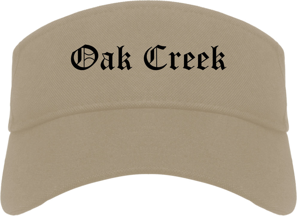 Oak Creek Wisconsin WI Old English Mens Visor Cap Hat Khaki