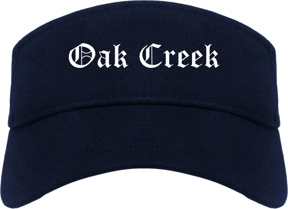 Oak Creek Wisconsin WI Old English Mens Visor Cap Hat Navy Blue