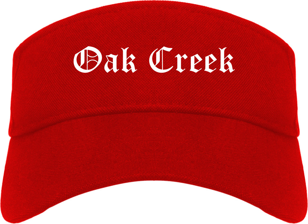 Oak Creek Wisconsin WI Old English Mens Visor Cap Hat Red