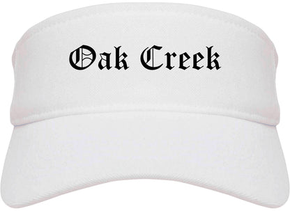 Oak Creek Wisconsin WI Old English Mens Visor Cap Hat White