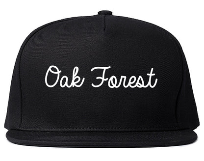 Oak Forest Illinois IL Script Mens Snapback Hat Black