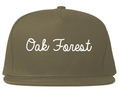 Oak Forest Illinois IL Script Mens Snapback Hat Grey