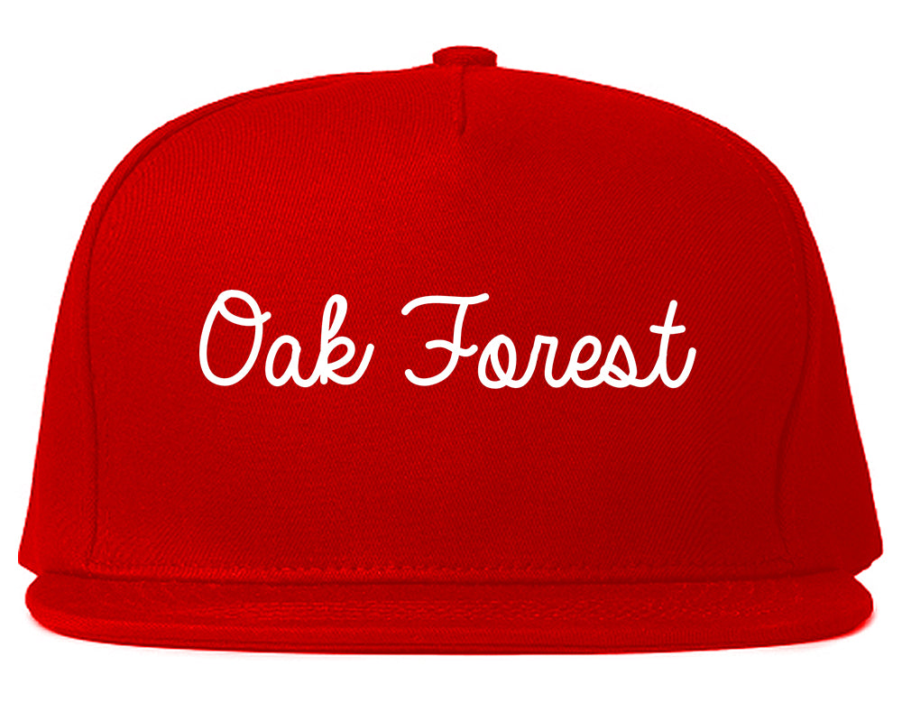 Oak Forest Illinois IL Script Mens Snapback Hat Red