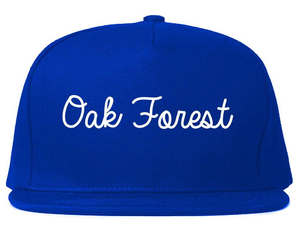 Oak Forest Illinois IL Script Mens Snapback Hat Royal Blue