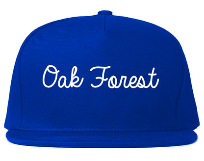 Oak Forest Illinois IL Script Mens Snapback Hat Royal Blue