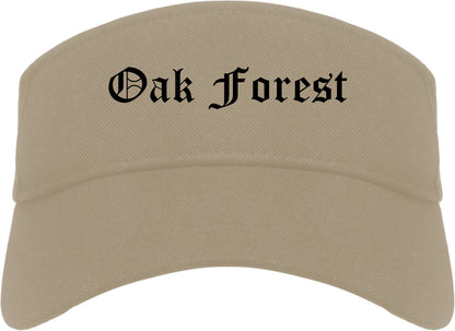 Oak Forest Illinois IL Old English Mens Visor Cap Hat Khaki