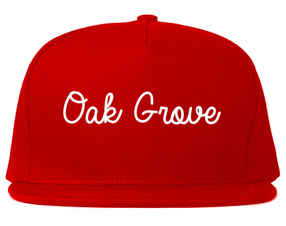 Oak Grove Minnesota MN Script Mens Snapback Hat Red