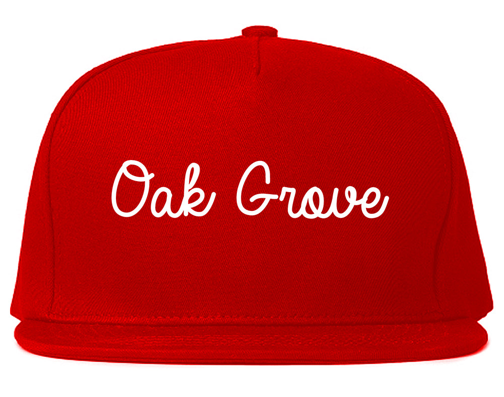 Oak Grove Missouri MO Script Mens Snapback Hat Red