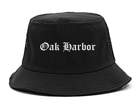 Oak Harbor Washington WA Old English Mens Bucket Hat Black