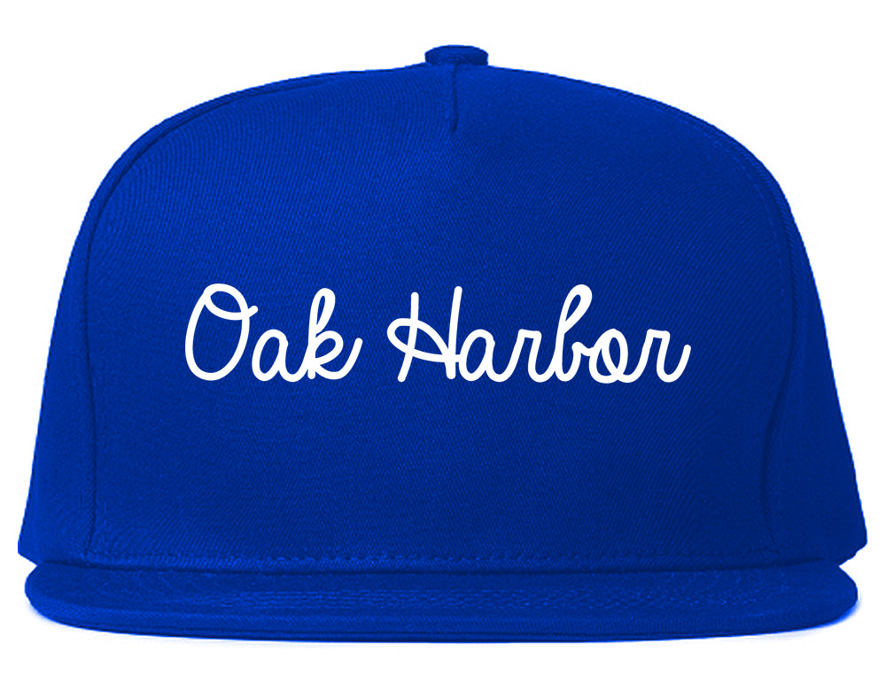 Oak Harbor Washington WA Script Mens Snapback Hat Royal Blue