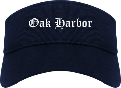 Oak Harbor Washington WA Old English Mens Visor Cap Hat Navy Blue