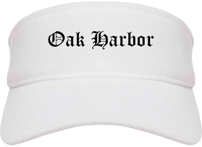 Oak Harbor Washington WA Old English Mens Visor Cap Hat White