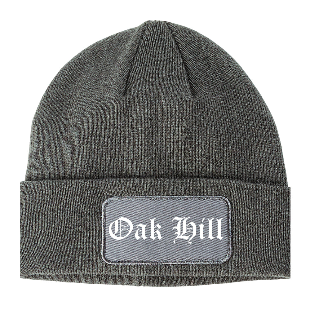 Oak Hill Tennessee TN Old English Mens Knit Beanie Hat Cap Grey
