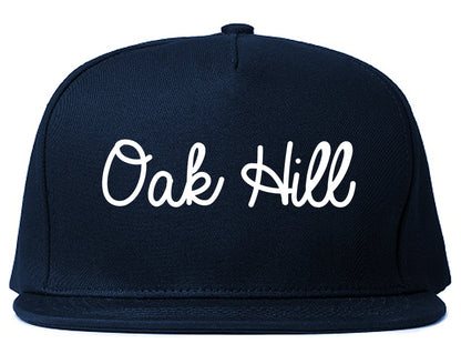 Oak Hill West Virginia WV Script Mens Snapback Hat Navy Blue