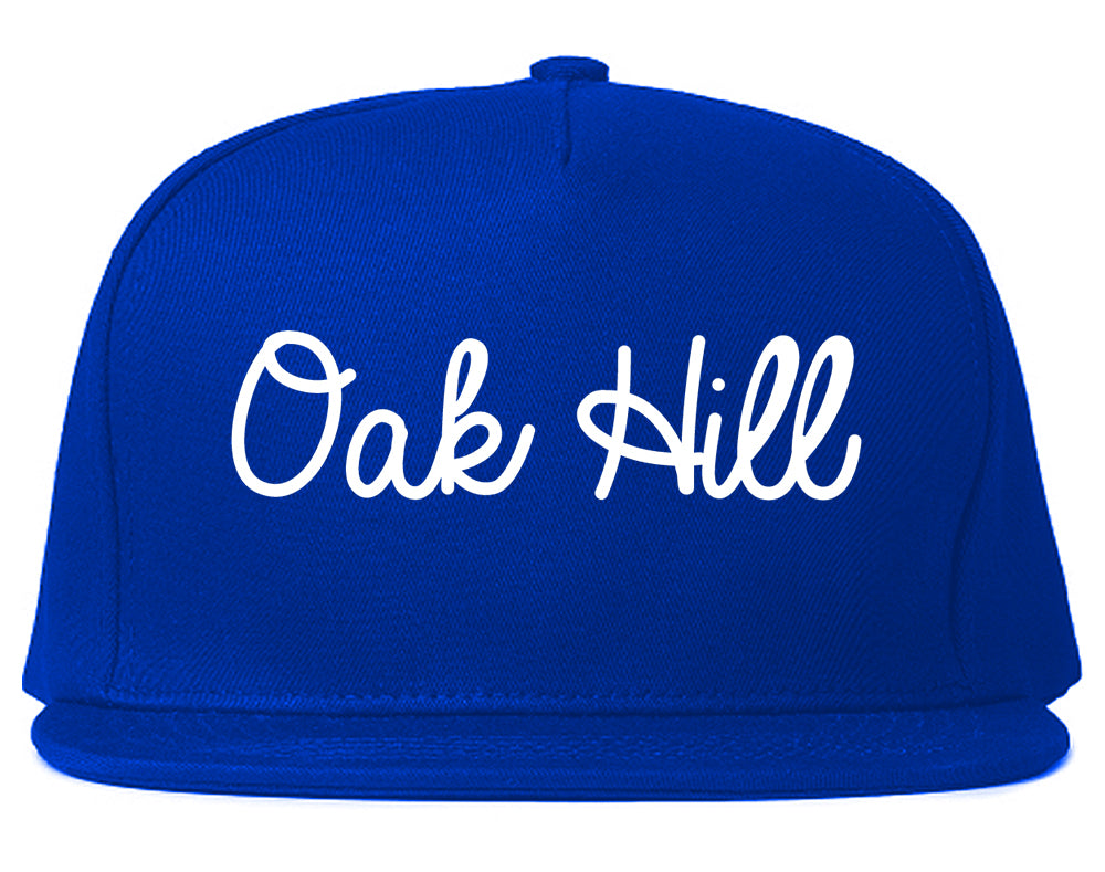 Oak Hill West Virginia WV Script Mens Snapback Hat Royal Blue