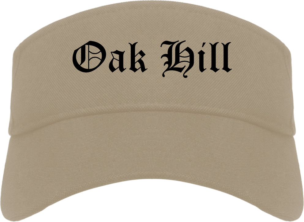 Oak Hill West Virginia WV Old English Mens Visor Cap Hat Khaki