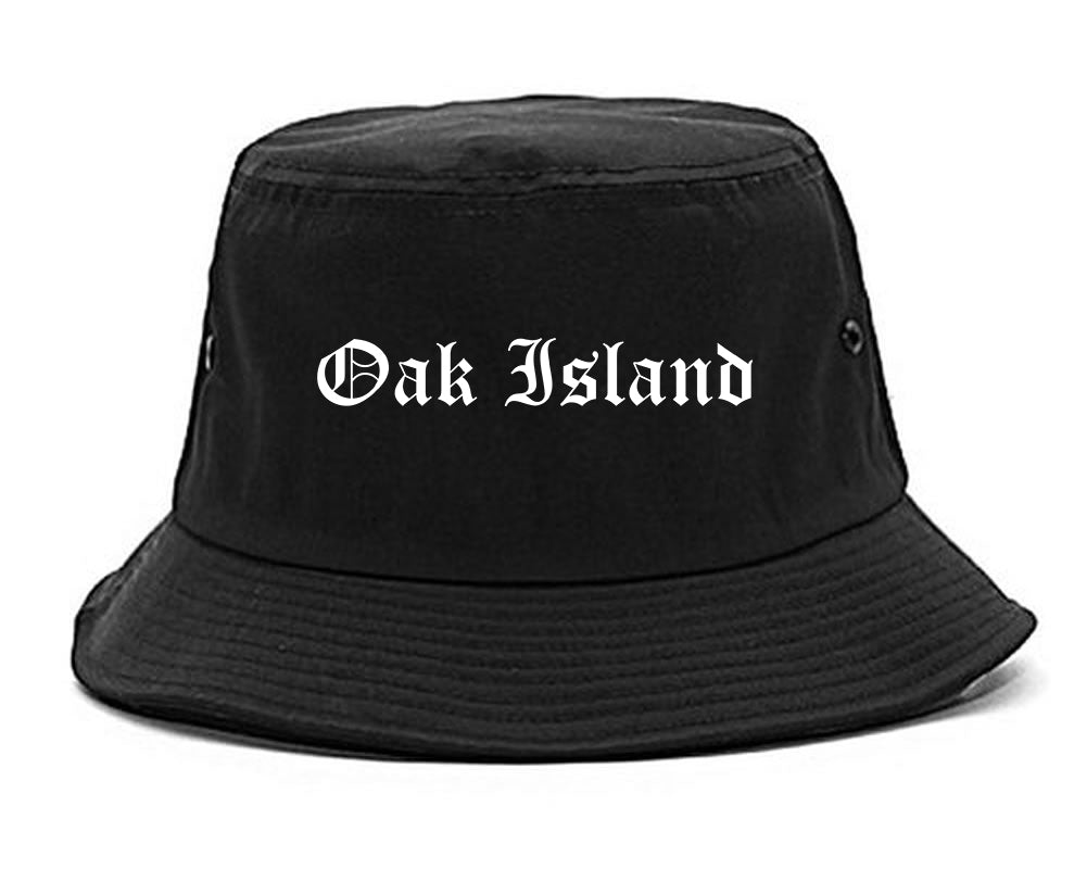 Oak Island North Carolina NC Old English Mens Bucket Hat Black