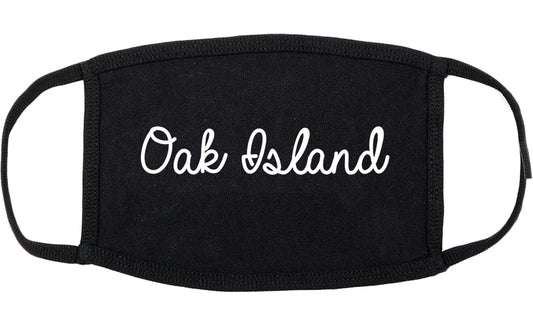 Oak Island North Carolina NC Script Cotton Face Mask Black