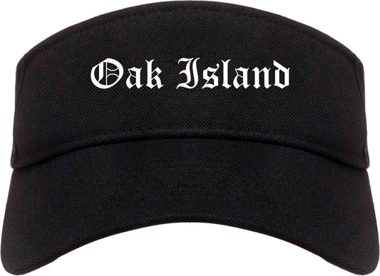 Oak Island North Carolina NC Old English Mens Visor Cap Hat Black