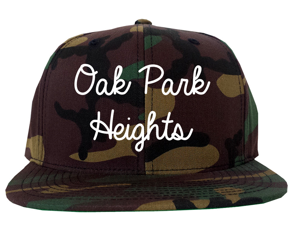 Oak Park Heights Minnesota MN Script Mens Snapback Hat Army Camo