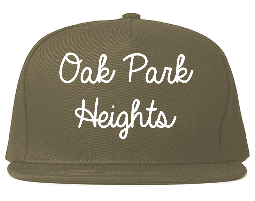 Oak Park Heights Minnesota MN Script Mens Snapback Hat Grey