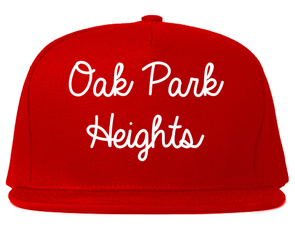 Oak Park Heights Minnesota MN Script Mens Snapback Hat Red