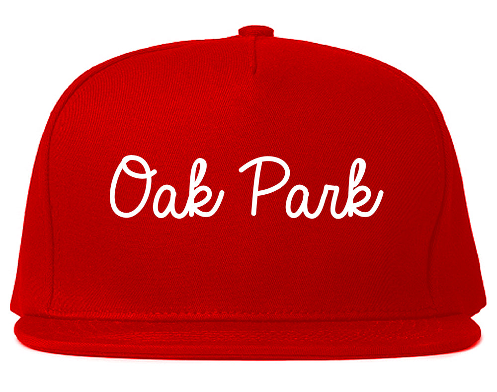 Oak Park Illinois IL Script Mens Snapback Hat Red