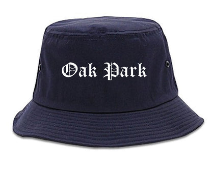 Oak Park Michigan MI Old English Mens Bucket Hat Navy Blue